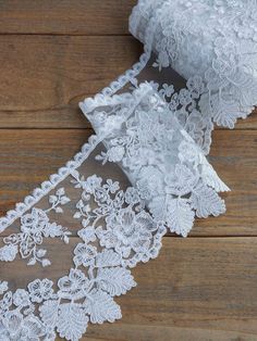 white lace on wood floor with wooden background