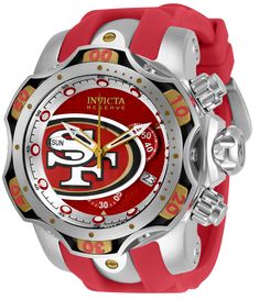 Football Spirit, Mens Invicta Watches, Nfl San Francisco, Premium Watches, Blue Watches, Invicta Watches, Team 7, Red Band, Gshock Watch