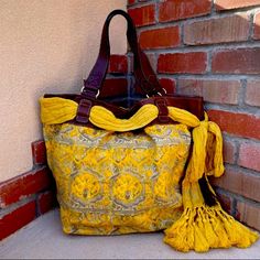 Nwot Never Used Beautiful Bag 15” X 12” X 9” Small Ink Pen Mark Inside Pocket Luxury Yellow Shopping Bag, Designer Yellow Satchel With Double Handle, Luxury Yellow Tote Bag, Designer Yellow Satchel With Removable Pouch, Luxury Yellow Satchel Shoulder Bag, Designer Yellow Satchel With Handles, Luxury Yellow Shoulder Bag For Shopping, Designer Yellow Leather Bags, Designer Yellow Rectangular Shoulder Bag