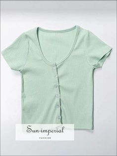 Sun-Imperial Material:COTTON Sleeve Length(cm):Short Sleeve Style:REGULAR Fabric Type:JERSEY Pattern Type:Solid Clothing Length:Short Decoration:Button Style:Casual Collar:O-Neck S: 32cm (12.6 ") shoulder 68-85cm (26.8" -33.5 ") 11 cm sleeve (4.3") 38cm (15 ") length M: Shoulder 34cm (13.4 ") Chest 72-90cm (28.3" -35.4 ") Sleeve 13cm (5.1") Length 39cm (15.4 ") Sizing advice :Most items run small ( discluding swimsuits and shoes) - If you are not sure which size will work best for you - You can Trendy Green Ribbed T-shirt, Fitted Green Button-up Top, Green Short Sleeve Top With Button Closure, Green Short Sleeve Tops With Button Closure, Green Ribbed Short Sleeve Tops, Green Cotton T-shirt With Buttons, Green Button-up Top With Buttons, Trendy Green Top With Button Closure, Trendy Green Tops With Button Closure