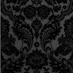 a black and white wallpaper with an ornate design