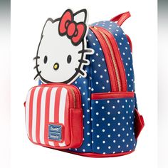 Hello Kitty Lover, Bring Home A Piece Of Sanrio Collection Brand New Loungefly Hello Kitty Patriotic Mini Backpack Size: 4x8.25x11.5 Item: Sank0467/39 Playful Hello Kitty Standard Backpack, Playful Hello Kitty Backpack For Everyday Use, Playful Hello Kitty Print Backpack For Travel, Everyday Multicolor Hello Kitty Backpack, Hello Kitty Print Travel Backpack, Hello Kitty Travel Bag For Back To School, Hello Kitty Multicolor Travel Backpack, Trendy Hello Kitty Backpack For Travel, Multicolor Hello Kitty Travel Backpack