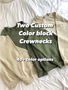 "*PLEASE SEE COLOR AVAILABILTY IN THE LISTING PHOTOS BEFORE PLACING AN ORDER AS SOME COLORS MAY BE SOLD OUT IN YOUR SIZE* All of my color block products are upcycled/ hand crafted by me. My designs are made by, 1) deconstructing two crewnecks and then 2) reattaching them according to whichever colors you choose creating a color block look. In an effort to reduce waste I now require that you purchase two crewnecks for the price of one. This ensures that I give you all the material required to mak Diy Color Block Sweatshirt, Colorblock Sweatshirt, Matching Hoodies, Custom Sweaters, Color Block Sweatshirt, Comfy Sweatshirt, Reduce Waste, Color Block Sweater, Crewneck Sweater