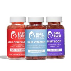 Postpartum Pack - Baby Blues Baby Blue Hair, Hair Gummies, Postpartum Hair, Elderberry Gummies, Vitamin Packs, Healthy Metabolism, Hair Vitamins, Energy Boost, Baby Blues