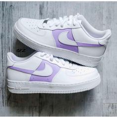 Custom Off And On Nike Air Force 1s Please Buy Correct Size! No Returns/Refunds/Exchanges!!!! Custom Made! Nike Air Force 1 Low’s Are One Of The Cleanest And Best Sneakers Around With A Slightly Cheaper Price Tag! Combined With The Simple Lilac Colour-Way They Become A Customised Wonder And A Pair Of Kicks Any Sneakerhead Can Rock With Confidence With Any Outfit! This Design Is Painted Using Angelus Acrylic Leather Paints For The Highest Quality Finish Possible On Custom Shoes! Nike Air Force 1 Viola, Nike Air Force Purple Sneakers, Purple Nike Air Force Ones, Nike Air Force 1 Pastel Purple, Nike Air Force 1s Purple, Nike Air Force 1 Lilla, Purple Nike Air Force 1, Nike Air Force 1 Purple And White, White Slip On Vans