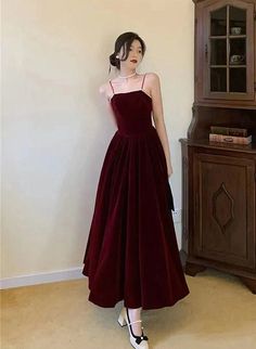 Red Velvet Prom Dress, Wine Red Prom Dress, Red Spaghetti Strap Dress, Short Sleeve Prom Dresses, Velvet Prom Dress, Floral Dress Formal, Spaghetti Strap Prom Dress, Long Evening Dress, Lace Party Dresses