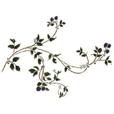 a branch with leaves and flowers on it