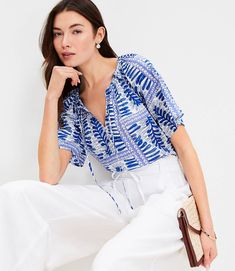 Fern Stripe Tasseled V-Neck Blouse Hip Style, Woven Top, V Neck Blouse, Bohemian Chic, Petite Size, Raglan Sleeve, Fern, Effortless Style, Fabric Care