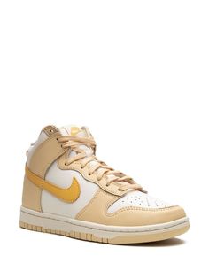 Nike Dunk High "Pale Vanilla"" Sneakers - Farfetch Tan Sneakers, Womens Tennis Shoes, Nike Dunk High, Nike Dunks, Tennis Shoes, Sneakers White, Patch Logo, Nike Women, Womens Sneakers