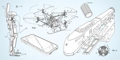 an image of a blueprinted diagram of a cell phone and a remote control