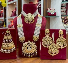 This Is Beautiful Punjabi Jadau Necklace With Gold Plated Earings For Women And Girls | Gold Plated And Pearl Jewellery | Sangeet Jewellery | Punjabi Jewellery | Nikah Jewellery | Indian Wedding / Gold Plated Set / One Gram Gold Set / Gold Necklace Set Made With Gold Plated , Pearls , Beads , Pipal Patti . Thank You :) One Gram Gold Necklace, Punjabi Necklace, Jadau Necklace, Jadau Jewellery, Fancy Fold Card Tutorials, Gold Bridal Jewellery Sets, Bridal Necklace Set, Punjabi Wedding, Gold Necklace Set