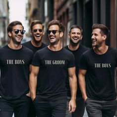 The Boys Groomsman Shirts, Groom Shirt, Best Man Shirt, Bachelor Party Shirt, Groomsmen Matching Shirts, Groomsman Proposal, Bachelor tees Please allow 1-5 days for processing and 1-5 days shipping! Printed on a per print basis, so we can only do refunds if the product is incorrect or damaged! This classic unisex jersey short sleeve tee fits like a well-loved favorite. Soft cotton and quality print make users fall in love with it over and over again. These t-shirts have-ribbed knit collars to bo Mens Bachelor Party, Groomsmen Shirt, Best Man Proposal, Bachelor Party Shirts, Groomsman Proposal, Groom Shirts, Groomsmen Photos, Groomsmen Proposal, Man Shirt