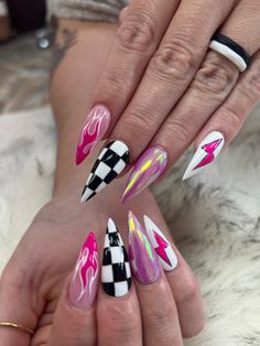 Mix Match Nails, I Got 99 Problems But, Witch Nails, Hard Gel Nails, Chic Nail Art, Acrylic Ideas, Goth Nails, Colorful Nails, Tough As Nails