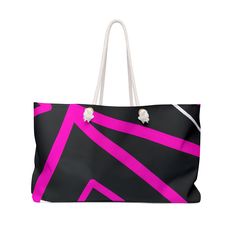 Weekender Tote Bag Black And Pink Pattern - Bags | Tote Bags | Weekender Thick Rope, Weekender Tote Bag, Tote Bag Black, Pink Pattern, Social Gathering, Weekender Tote, Rope Handles, Black And Pink, Personalized Prints