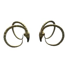 two metal rings with an animal's head sticking out of the middle, against a white background