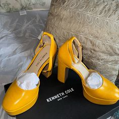 Marigold Heels Tatum Yellow Kenneth Cole New York Heels / Platform / Shoes Ankle Strap Nwt Nib Nwb New With Box Size 8.5 Med ? (Please Refer To Box Photo For Sizing Questions) Yellow Closed Toe Platform Heels, Yellow Platform High Heels, Yellow Heels With Padded Block Heel, Yellow Block Heels With Padded Heel, Yellow Round Toe Heels With Heel Strap, Yellow Closed Toe Heels With Padded Heel, Yellow Heels With Heel Strap And Round Toe, Yellow Synthetic Platform Heels, Yellow Round Toe Heels For Evening