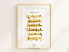 a gold foil print with the words,'this family is special and other things that are