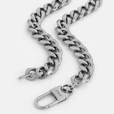 This 13mm Cuban chain comes in four lengths and finishes with our signature Glyph carabiner clasp. Can be worn on its own or layered with other chains and pendants.
Materials: Stainless Steel Trendy Link Chain Necklace With Lobster Clasp, Silver Necklace With Carabiner Clasp In Metal, Silver Link Chain Necklace With Carabiner Clasp, Silver Metal Necklace With Carabiner Clasp, Trendy Necklaces With Lobster Clasp For Everyday Use, Silver Necklace For Everyday Use, Trendy Necklaces For Everyday Use, Everyday Chain Link Necklace With Lobster Clasp, Modern Everyday Chain Necklace With Lobster Clasp