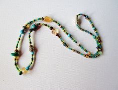 citrine turquoise seed bead artisan necklace 17.5 inches Gold Silver Necklace, Artisan Necklace, Necklace Ideas, Hippie Necklace, Beaded Curtains, Teal And Gold, Bohemian Hippie, Hippie Bohemian, Strand Necklace