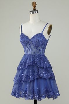 Dresses Winter Formal Short, Glow In The Dark Hoco Dress, Royal Homecoming Dresses, Cute Dresses Sparkly, Short Dresses Unique, Under The Stars Homecoming Dresses, Blue Short Sparkly Dress, Short Pretty Prom Dresses, Dresses For Home Coming