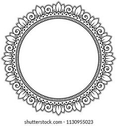 a circular lace frame with leaves and flowers in the center, on a white background