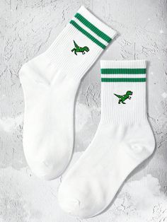 2 pares de Meias Casual INS Dinossauro Listrado Unissex à moda, meias fofas e engraçadas contra suor Multicolorido    Tecido de malha Animal,Natal,Letra,Listrado    Men Socks, size features are:Bust: ,Length: ,Sleeve Length: Long Cute Socks, Meia Aesthetic, Cool Socks Aesthetic, Medias Aesthetic, Cute Socks Aesthetic, Dinosaur Socks, Aesthetic Socks, Socks Outfit, Pretty Socks