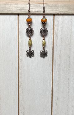 Handmade Brown Bohemian Earrings, Handmade Bohemian Brown Earrings, Brown Bohemian Dangle Earrings, Nickel-free Brown Bohemian Earrings, Bohemian Brown Earrings As Gift, Bohemian Brown Earrings For Gift, Adjustable Earthy Dangle Earrings, Bohemian Brown Pierced Earrings, Earthy Handmade Dangle Earrings