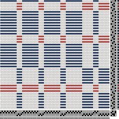 a cross stitch pattern with red, white and blue stripes on the bottom half of it