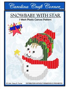 a snowman with a red hat and green scarf is shown in this cross stitch pattern