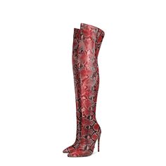 Shop Red Snake Prints Stiletto Over The Knee Thigh High Boots with Pointy Toe color Red for Anniversary, Music Festival, Night Club with worldwide Free shipping & Free return. Red Knee-high Boots For Evening, Red Knee-high Boots For Evening In Fall, Red Thigh High Heeled Boots, Red High Heel Boots For Club, Red Fitted Thigh-high Heeled Boots, Red Fitted Thigh High Heeled Boots, Fitted Red Knee-high Boots For Party, Fitted Red Thigh High Heeled Boots, Fitted Red Heeled Boots