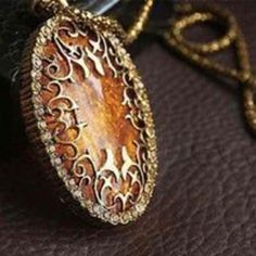 Gold Chain 24 In Pendant 2.5 In Long 1.5 In Wide Costume Jewelry Long Chain Necklace, Amber Necklace, Long Pendant Necklace, Amber Jewelry, Pendant Design, Gold Jewelry Fashion, Long Chain, Elegant Jewelry, Chain Pendants