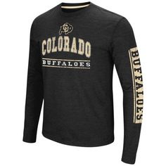 Colorado Buffaloes Adult NCAA Sky Box Long Sleeve T-Shirt - Black Tcu Horned Frogs, Horned Frogs, Washington Huskies, T Shirt Fashion, Dress Socks, Big And Tall, Big & Tall