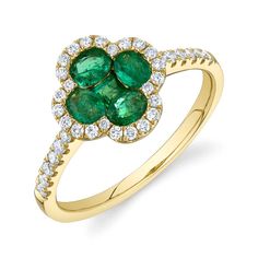 14K gold with 1.00-carat natural diamond emerald clover ring. Model Number: SDL41002236WY Mens Diamond Jewelry, Gemstone Diamond Ring, Clover Ring, Ring Model, Diamond Fashion Rings, Studded Necklace, Diamond Bangles Bracelet, Men Diamond Ring, Deco Jewelry