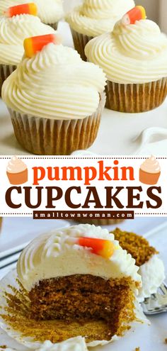 Whip up this Thanksgiving sweet treat idea! These pumpkin spice cupcakes will become one of your favorite Thanksgiving desserts that aren't pie. What's not to love about an easy pumpkin cupcake recipe with that's moist and topped with cinnamon cream cheese frosting? Best Pumpkin Cupcakes, Whipped Cream Cheese Icing, Pumpkin Cupcakes With Cinnamon Cream, Pumpkin Cupcake Recipes, Fall Dessert Recipes Easy, Thanksgiving Sweet Treats, Cinnamon Cream Cheese, Cinnamon Pumpkin, Thanksgiving Desserts Easy