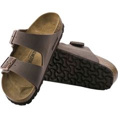 After a long morning hike, nothing feels better than to get back to camp, take off your heavy hiking boots, and slip on the Birkenstock Men's Arizona Sandal. Better than going barefoot, this sandal's contoured cork footbed conforms to the shape of your foot while protecting your foot from rocks and thorns as you walk from your tent to the lake for a late lunch overlooking the water. The durable synthetic straps are finished with a leather-like texture for classic style, while the buckled design Birkenstock Arizona Mocha, Birkenstock Flip Flops, Mocha Birkenstock, Birkenstock Style, Birkenstock Men, European Shoes, Birkenstock Sandals Arizona, Simple Sandals, Birkenstock Women