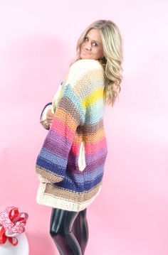 Ruthie's Colorful Cardigan Sizing Guide: for a more in-depth sizing guide click here! Small 2-4Medium 6-8Large 10-12Extra Large 14-16 Trendy Rainbow Long Sleeve Sweater, Trendy Long Sleeve Rainbow Sweater, Multicolor Long Sleeve Cardigan, Rainbow Long Sleeve Sweater For Spring, Long Sleeve Rainbow Sweater For Spring, Spring Rainbow Long Sleeve Sweater, Multicolor Long Sleeve Cardigan For Spring, Rainbow Knit Sweater For Spring, Multicolor Fall Sweater For Layering