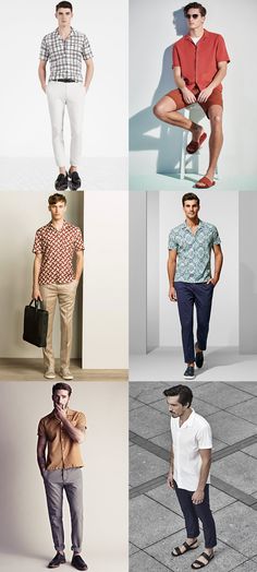 Men's Short-Sleeved Cuban Collar Shirt Outfit Inspiration Lookbook SS16 Short Sleeve Collared Shirt Outfit Men, Debut Outfit Guest Casual, Cuban Man Outfit, Mens Cuban Collar Shirt Outfit, Cuban Shirt Outfit Men, Cuban Collar Shirt Men, Cuban Shirts For Men, Cuba Outfit, Mens Fashion Wedding Guest