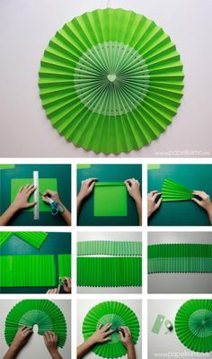 how to make a fan out of green paper