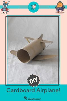 an airplane made out of cardboard sitting on top of a sheet of paper with the words cardboard airplane