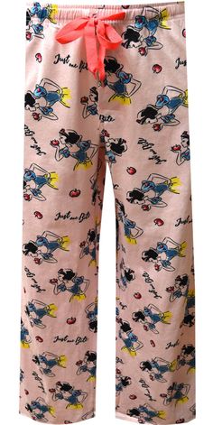 This is the best of classic Disney! These soft, cotton pajama pants feature one of Disney's favorite princesses, Snow White. These pretty pink loungepants have a drawstring and elastic waist, button fly and two pockets. Missy cut. Pink Cotton Sleepwear With Elastic Waistband, Cotton Pants With Elastic Waistband For Sleepovers, Pink Cotton Sweatpants For Pajama Party, Cotton Sweatpants With Elastic Waistband For Sleepover, Pink Character Print Sleepwear For Loungewear, Pink Cotton Pants For Sleepover, Cotton Bottoms With Character Print For Pajama Party, Cute Pink Bedtime Pants, Pink Cotton Sleepwear With Character Print