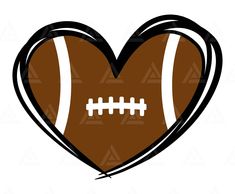 a heart shaped football is shown with the ball in it's center, as well as an arrow