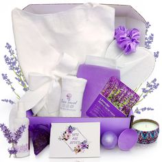 PRICES MAY VARY. 💜[12-in-1 Lush Bath Gift Set for Her]💜 Our ELYSIA giftbox is perfect for every special woman in your life. Filled with thoughtful gifts, this set has everything she needs. Handmade from the finest all natural ingredients, this unique box includes a disposable Robe (use it up to 10 times), Face Towel, Slippers, Lavender Bath Bomb, Lavender Pillow Spray, Scented Candle, Lavender Moisturizing Face Mask, Exfoliating Body Glove, Face Brush, Lavender Sachet, Purple Hair Tie and You Lavender Pillow Spray, Lavender Pillow, Spa Gift Set, Lavender Pillows, Lush Bath, Pillow Spray, Moisturizing Face, Bath Gift Set, Lavender Bath