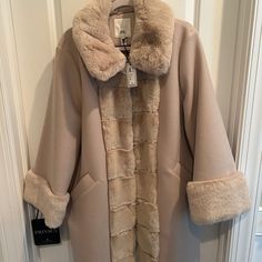 Fabulous! Luxury Beige Fur Coat With Faux Fur Trim, Cream Faux Fur Outerwear With Trim, Peacoat Womens, Cozy Mink-colored Outerwear With Faux Fur Lining, Black Peacoat, Bike Jacket, Tan Blazer, Houndstooth Coat, Hooded Mink-colored Faux Fur Outerwear