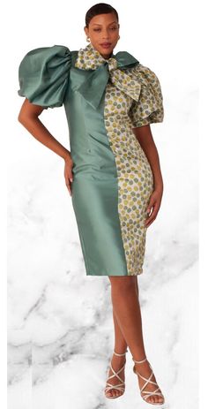 Chancele 9739 1 piece Puff Sleeve Dress Dress Length: 41 1/4” Colors: Olive Sizes: 8, 10, 12, 14, 16, 18, 20 Puff Dress, Puffed Sleeves Dress, Puff Sleeve, Dress Length, Dresses, Color