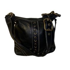 Coach Laced Duffel Bag Style 10399 Pebbled Black Leather Heavy Antiqued-Brass Hardware One Large Main Compartment With A Zip Pocket On One Wall And 2 Open Pockets On The Other Side Detachable Strap Can Be Worn Cross-Body Or Doubled Up And Worn On The Shoulder Sorry, No Hangtag Approximate Measurements: 11 Inches Long X 10 Inches High X 2.5 Inches Deep Doubled Strap Has A Drop Of 13 Inches This Bag Is In Excellent Used Condition If You Need Additional Pics, Please Ask Antique Brass Hardware, Leather Coach, Coach Crossbody, Black Pebbles, Bag Style, Vintage Coach, Brass Hardware, Duffel Bag, The Other Side