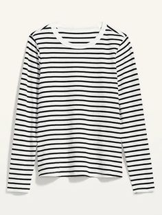 Long-Sleeve EveryWear Striped T-Shirt for Women | Old Navy Black And White Long Sleeve, Athleisure Tops, Free Label, Blue Long Sleeve Shirt, Hill House, Striped T Shirt, Long Sleeve Knit Tops, Plaid Tops, Long Sleeve Tunic