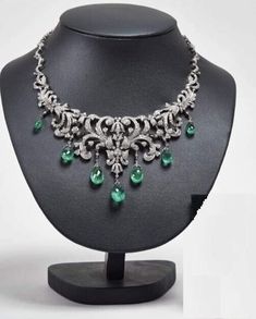 Delicately Designe Emerald Drop Necklace White CZ Royal Jewelry Women 925 Silver Luxury Hand Set Necklace For Formal Occasions, Oval Diamond Necklace With Jewels, Luxury Emerald Necklace With Diamond Accents For Formal Events, Formal White Gold Emerald Necklace With Jewels, Exquisite Gemstone Diamond Necklace For Formal Occasions, Exquisite Gemstone Diamond Necklace For Formal Events, Emerald Diamond Necklace For Formal Occasions, Elegant Bridal Necklace With Jewels And Cubic Zirconia, Formal Diamond Necklace With Jewels