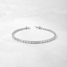 Bezeled Baguette Tennis Bracelet – Sami Jewels Classic Emerald Cut Baguette Diamond Tennis Bracelet, Modern Baguette Cut Tennis Bracelet For Anniversary, Classic Baguette Cut Tennis Bracelet, Modern Tennis Bracelet With Baguette Diamonds And Cubic Zirconia, Timeless Emerald Cut Diamond Bracelet With Baguette Diamonds, Timeless Emerald Cut Baguette Diamond Bracelet, Timeless Emerald-cut Baguette Diamond Bracelet, Timeless Emerald Cut Diamond Bracelet, Classic Diamond Bracelet With Baguette Diamonds