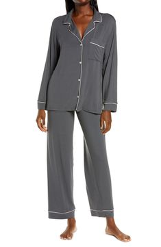 Eberjey Gisele Jersey Knit Pajamas | Nordstrom Long Sleeve Modal Sleepwear For Loungewear, Relaxed Fit Modal Sleepwear For Relaxation, Modal Sleepwear For Lounging, Knit Pajamas, Simple Lines, Knit Jersey, Pajamas, Long Sleeve Blouse, Nordstrom