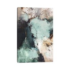 an abstract painting with blue, green and beige colors on it's surface canvas print